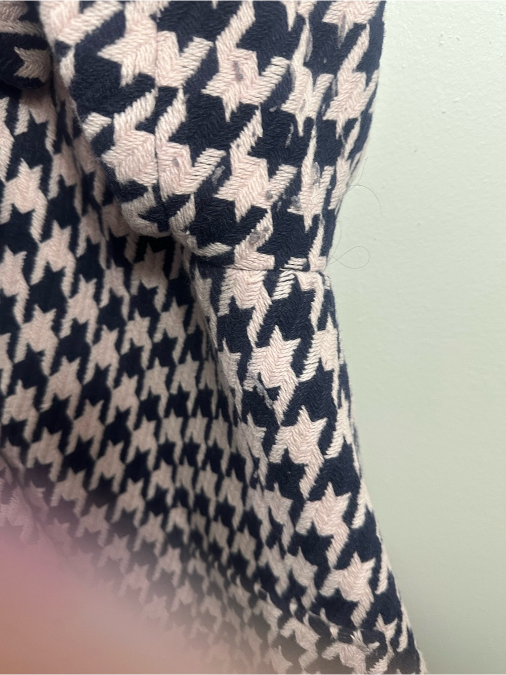 Kate Spade New York Pink & Navy Houndstooth Wool Blend Coat Large - Picture 4 of 9